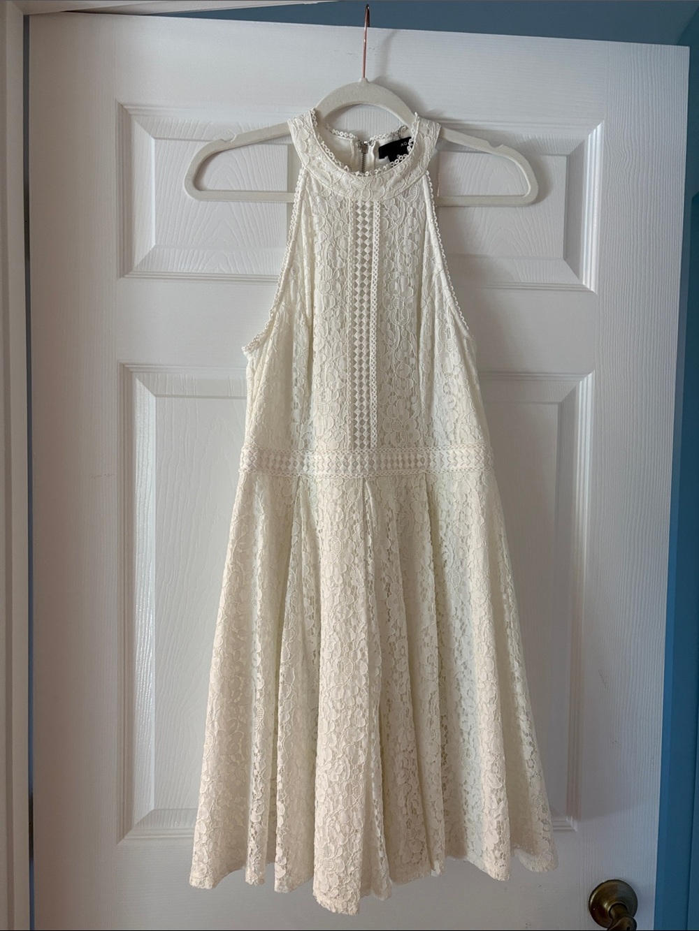 Ivory Lace Halter Fit-and-Flare Dress